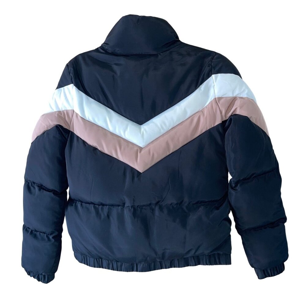 Sybilla Womens  Jacket Size Small Black Color Block Puffer Pockets Full Zip - Picture 8 of 8